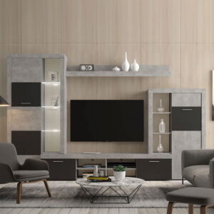 Meblościanka TV 55 cale beton / czarna ALPIN