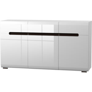 Komoda 3 drzwi 3 szuflady biała połysk MDF 150 cm SYDNEY