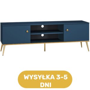 Szafka RTV kredowy niebieski złota 160 cm TV 70 cali INDYGO