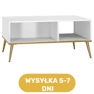 Stolik kawowy biały / złoty 90 cm ATHENA