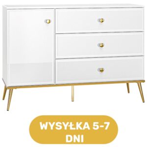 Komoda biała połysk złota MDF 120 cm ATHENA - bestseller