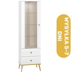 Witryna biała połysk z szufladami LED 55 ATHENA - bestseller