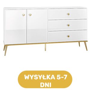 Komoda biała połysk MDF złota 160 cm ATHENA - bestseller
