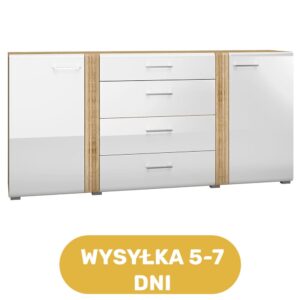 Komoda biała połysk + Artisan 190 cm CAPRI - bestseller