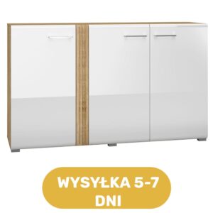 Komoda z drzwiami biała połysk + Artisan 150 cm CAPRI