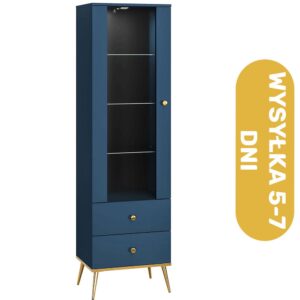 Witryna z szufladami kredowy niebieski 55 cm INDYGO