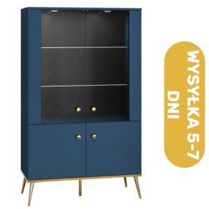 Witryna szklane drzwi kredowy niebieski 92 cm INDYGO