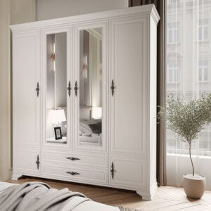 Szafa biała z lustrem w stylu prowansalskim 230 cm WERSAL