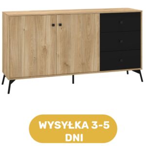 Komoda dąb + czarny mat 160 cm FJORD - bestseller