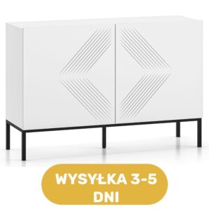 Komoda 2 drzwi biała MDF 114 cm - rama czarna ALPINA - bestseller