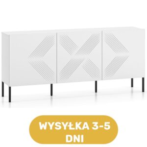 Komoda 3 drzwi biała MDF 170 cm - noga czarna ALPINA