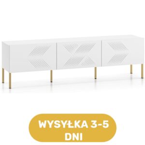 Szafka RTV biała 170 cm TV 75 cali - noga złota ALPINA