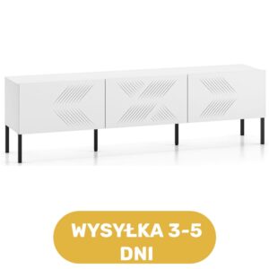 Szafka RTV biała 170 cm TV 75 cali - noga czarna ALPINA
