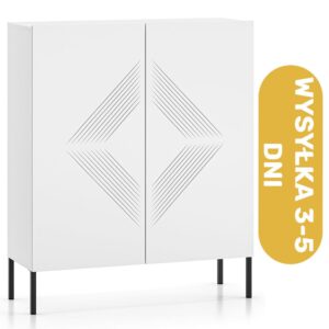 Komoda 2 drzwi biała MDF 100 cm - noga czarna ALPINA