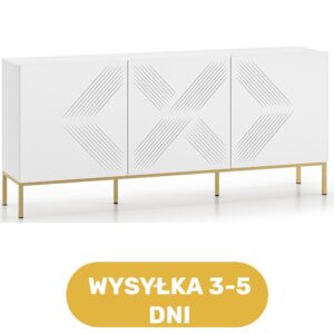 Komoda 3 drzwi biała MDF 170 cm - rama złota ALPINA