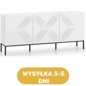 Komoda 3 drzwi biała MDF 170 cm - rama czarna ALPINA - bestseller