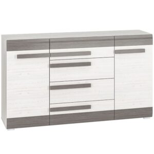 Komoda sosna śnieżna MDF szary 165 cm VERSO