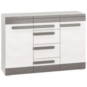 Komoda sosna śnieżna MDF szary 138 cm VERSO