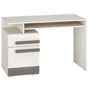 Biurko komputerowe sosna śnieżna MDF szary 120 cm VERSO