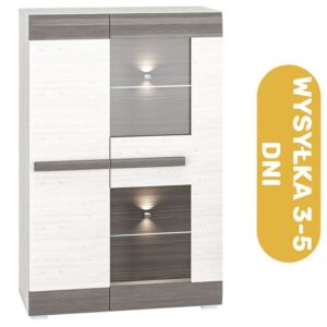 Witryna zamykana LED sosna śnieżna MDF 92 cm VERSO