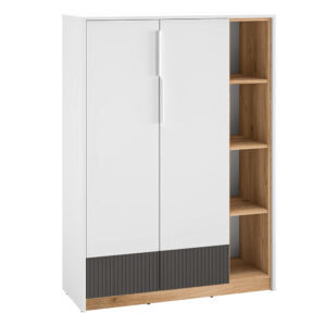 Komoda biała ryflowane fronty 101 cm TRIO