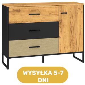 Komoda dąb złoty metalowe nogi 120 cm VIGO - bestseller