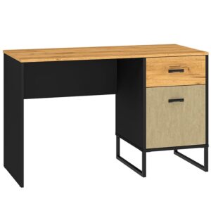 Biurko komputerowe dąb złoty + czarny 120 cm VIGO