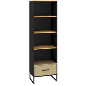 Regał z szufladą dąb złoty + czarny mat 58 cm - VIGO