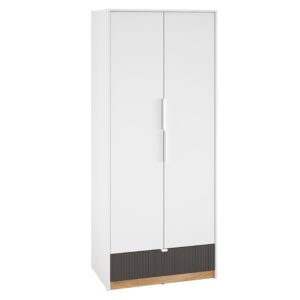 Szafa biała z szufladą ryflowane fronty 82 cm TRIO