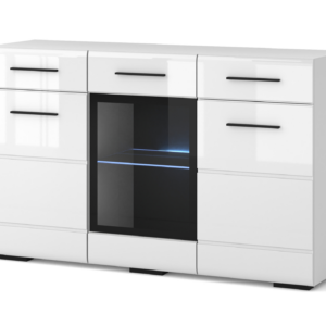 Komoda szafka biała połysk LED 150 cm ITAKA