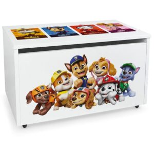 Psi Patrol skrzynia na zabawki biała Chase Skye Marshall Rubble 01