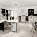 meble biurowe kaszmir beżowe czarne