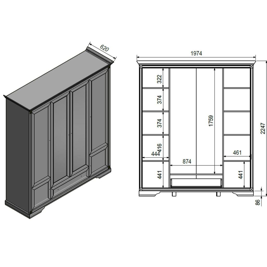 Szafa biała z lustrem 200 cm