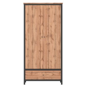 Szafa w stylu LOFT z drążkiem  dąb tacho/czarny 92 cm CHOS