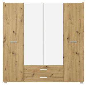 Szafa czterodrzwiowa z lustrem LOFT dąb Artisan 206 cm AMBER